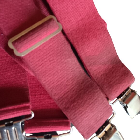Vintage Red Elastic Suspenders Gator Metal Clips By Welch Co. Inc. Made In USA - Picture 2 of 4